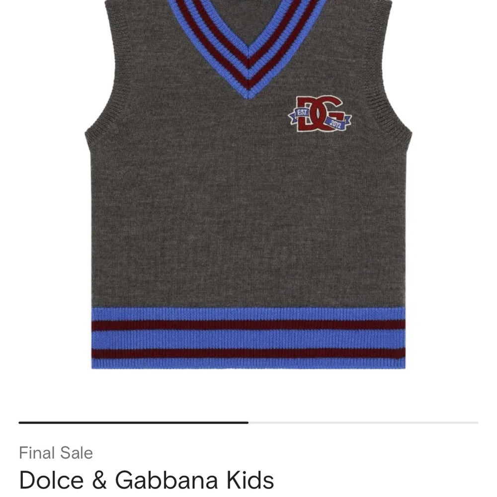 Dolce & Gabbana Kids Charcoal and Royal Blue Sweater Vest